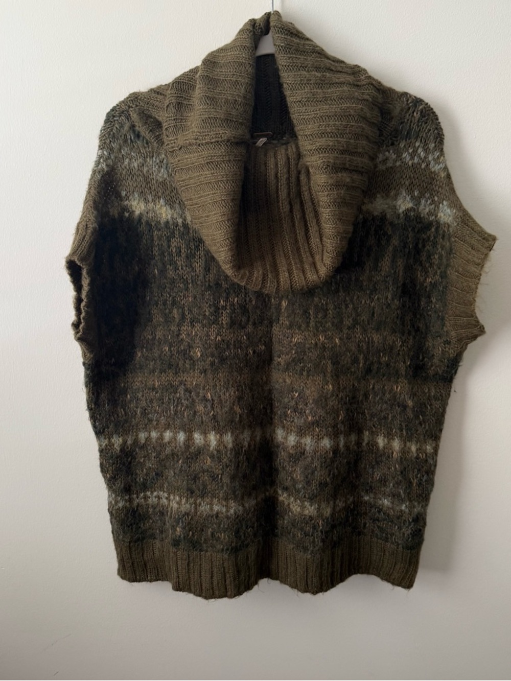 Free People Cowl Neck Short Sleeve Knit Sweater Wool Alpaca Sz S Pullover Cozy